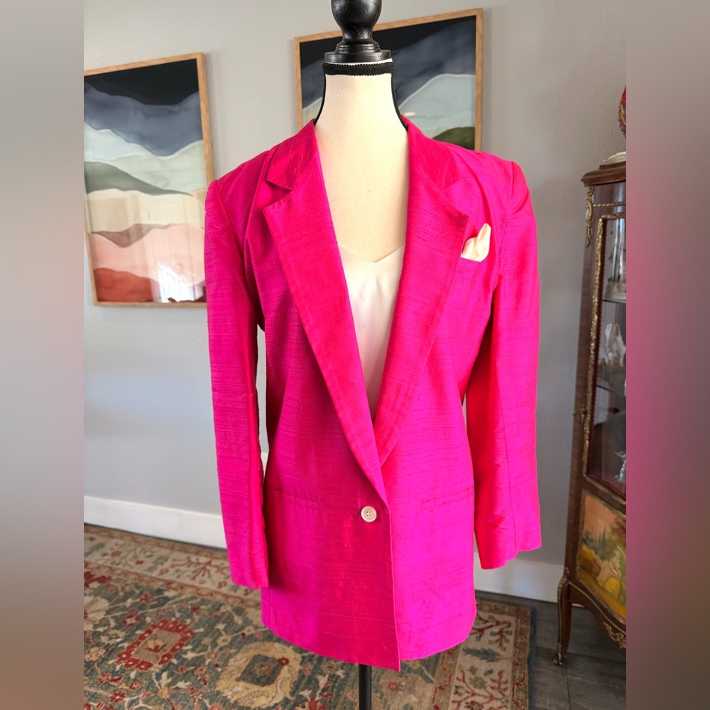 Liz Claiborne Vibrant Fuchsia Silk Blazer